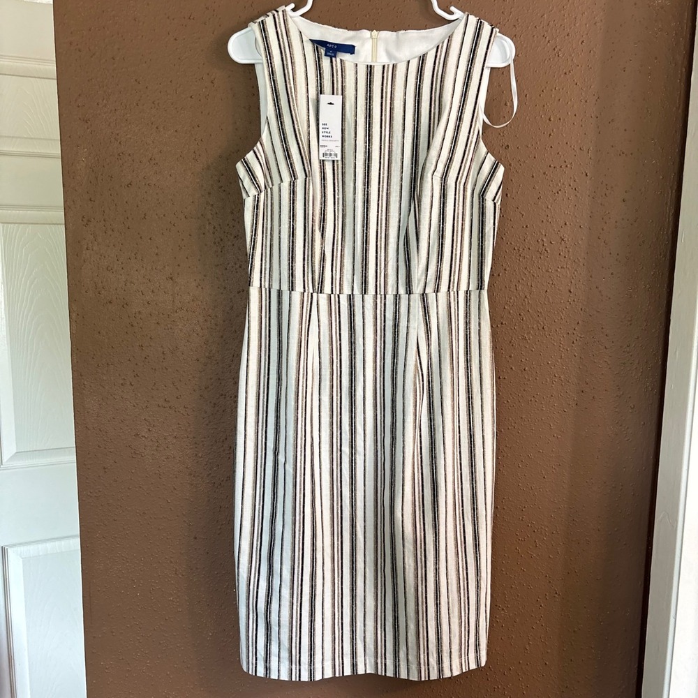 Apt. 9 Womens Linen Blend Striped Sleeveless Sheath Dress Size 4 NWT - Picture 4 of 11